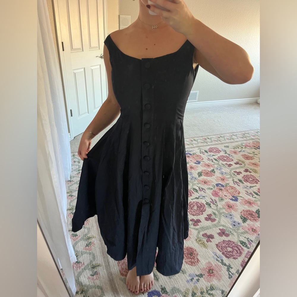 Elegant Navy Button-Down Dress